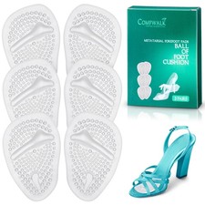 COMFWALK Metatarsal Pads 3 Pairs - Ball of Foot Cushion - Soft Clear