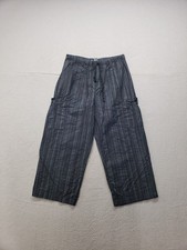 Fresh Produce Women Pants S Black Striped Cargo Pockets Drawstring Comfort Wear
