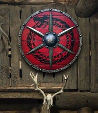 Medieval Viking Wooden Shield 24 Inch Heavy Shield Handmade Battle Ready Shield