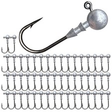 50 PCS Round Ball Fishing Jig Heads Set 1/8 1/6 1/4oz for Swimbait Bass