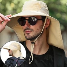 Outdoor Men Women Wide Brim Hat With Ear Neck Cover Flap Sun Visor Cap UPF 50+