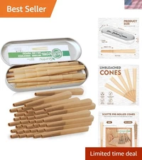 40 Pre Rolled Cones 1 1/4 Size Organic Cigarette Rolling Papers with Tips 78m...