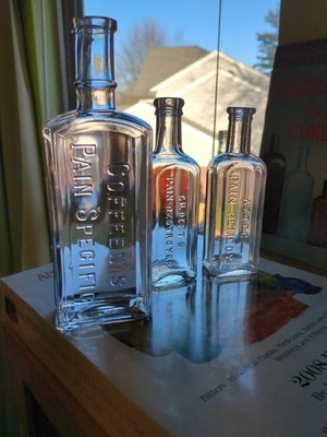 Three Very Nice Antique Medicine Pain Bottles