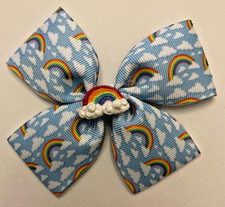 RAINBOW 4" HANDMADE GROSGRAIN HAIR BOW