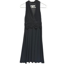 Vtg Evan-Picone Black Sleeveless Ruched Waist Midi Dress 6 Little Black Dress