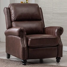 CANMOV Pushback Recliner Chair  Armchair Push Back Recliner  Single Sofa Reddish