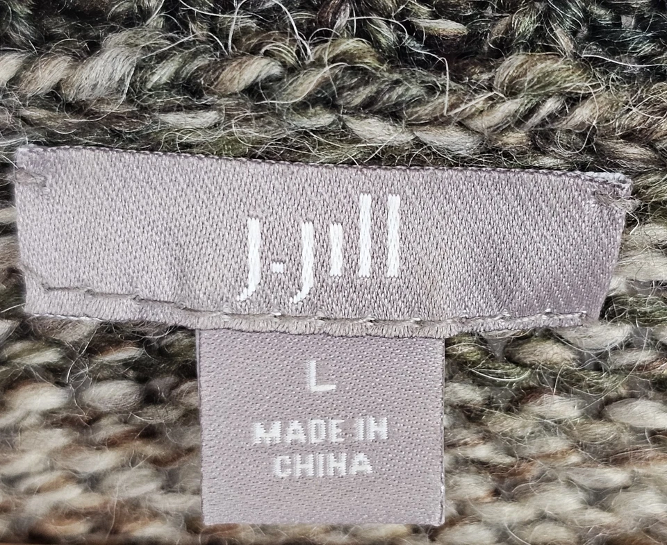 J. Jill Wool Alpaca Blend Sweater Large Striped Marled Nature Green Brown Fall - Image 2 of 4