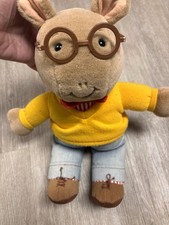Vintage Arthur Plush Doll Lot Eden Toys PBS Kids Yellow Sweater Glasses Set