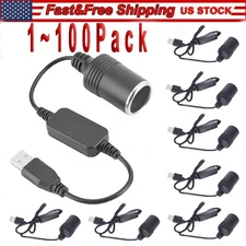 USB To 12V Car Cigarette Lighter Female Socket Converter Adapter Lot Connector