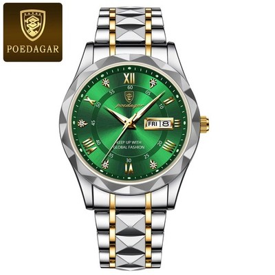42MM POEDAGAR Men's Quartz Luxury Watch 30M Waterproof Stainless Luminous NEW
