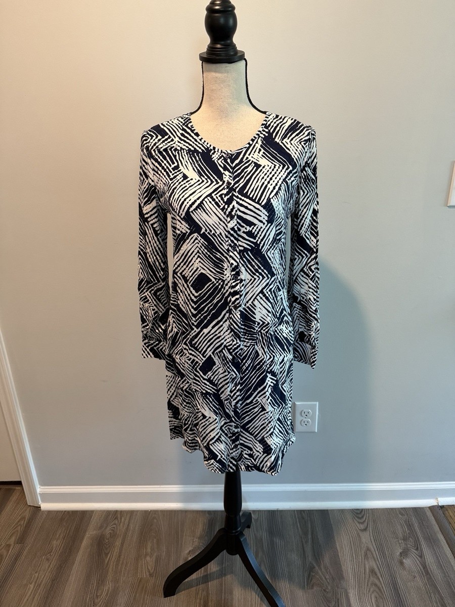 trina turk silk shirt dress Trina Turk Navy Blue Button Up Shirt Dress Women’s Size 6 Silk Blend