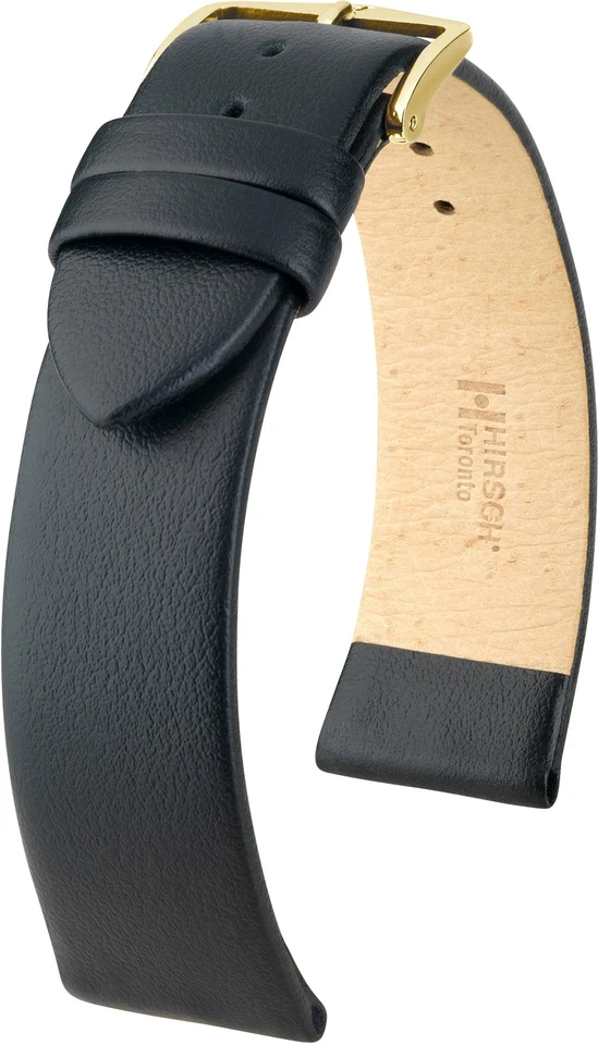 HIRSCH - Toronto, schwarz, Kalbsleder, Armband, Uhrenarmband