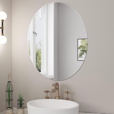 Oval Mirror, Acrylic Oval Bathroom Mirrors Unbreakable Frameless Wall-Mounted...