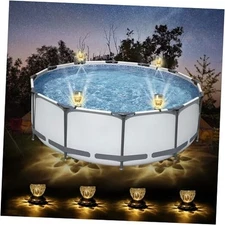  Solar Pool Lights - Waterproof Stainless Steel Floating Lights 4PCS-Warm Light