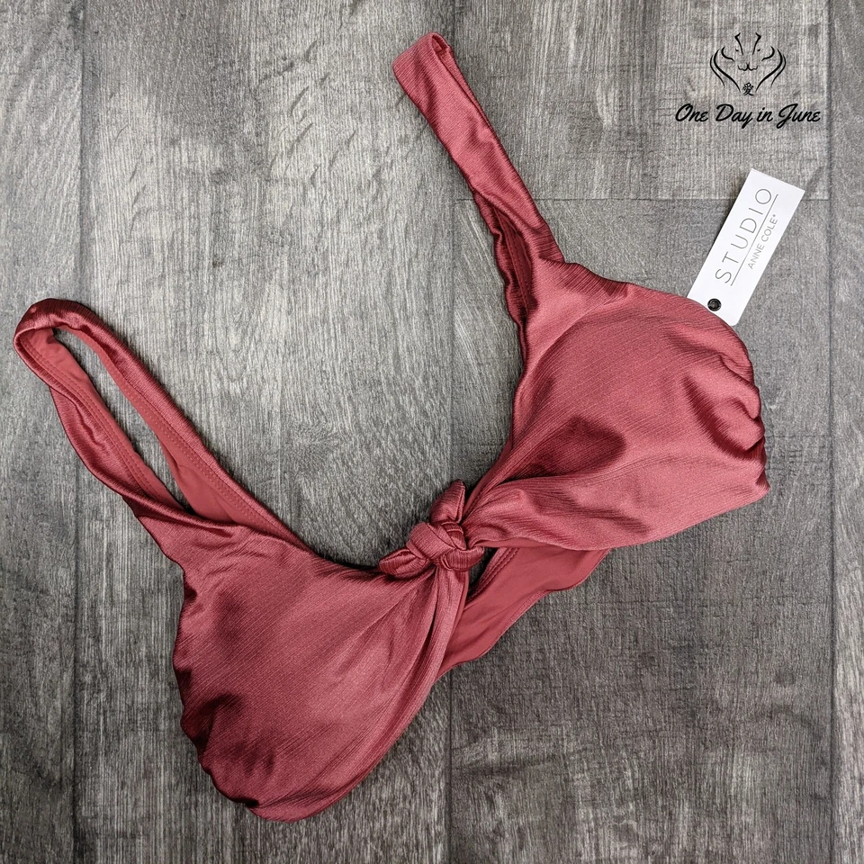 Top de bikini Anne Cole con corbata frontal escote trajes de baño Foto 3 de 4