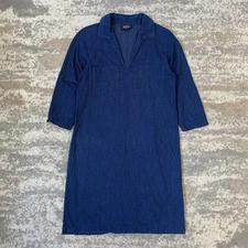 APC Womens Smock Shirt Dress Indigo Small UK8 Chambray French Work Knee Length