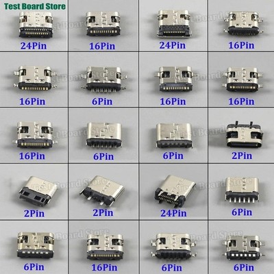 10PCS USB Type-C 2/24 Pin Female Connector Charging Port Socket USB 3.1 DIP PCB