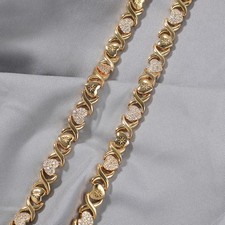 Charm Heart Shape Infinite Chain Necklace Bracelet 5A Zircon Gold Plated Jewelry