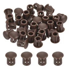 64Pcs 6mm Brown Nylon Plastic Round Locking Hole Plugs Insert End Caps