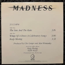Madness The Sun And The Rain Promo Vinyl 12" Single 1984 Geffen Pop Rock