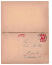 1921 Danzig Postal Reply Card Attached to Munich Germany