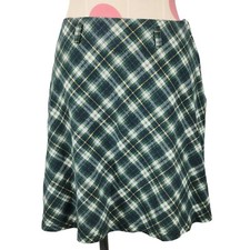 Vintage New Moves Plaid Skirt Girls Size 14 Belt Loops Side Zip 90's Green White