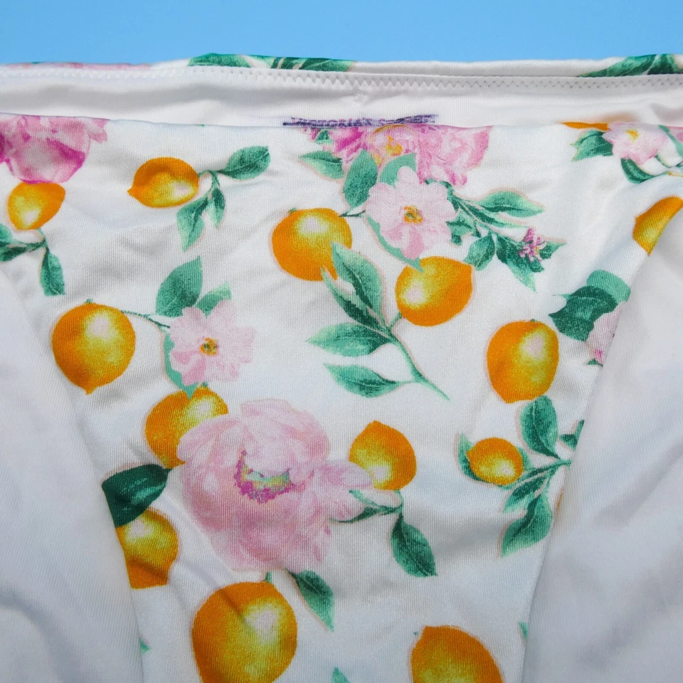 Biquíni Victorias Secret médio branco floral limões hipster laço lateral parte inferior natação - Imagem 2 de 4