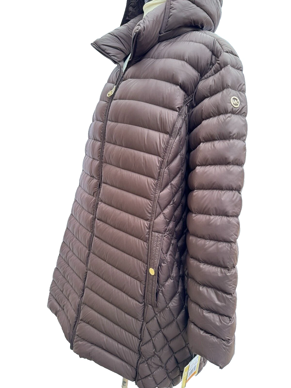 MICHAEL KORS Piumino Trapuntato Piumino Giacca Cappuccio Rimovibile Imballabile Più 3X Nuovo con etichette