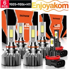 For Honda Accord 2006-2012 6x LED Headlight Bulb Hi/Lo Beam+Fog Light Kit White