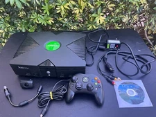 Original Microsoft XBOX Console BROKEN WILL NOT POWER ON + Controller Wires Halo