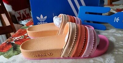 Adidas Adilette Women's Slides H00153 - Light Pink / True Orange / Acid  Orange | eBay