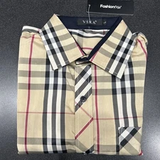 VSKA Men long sleeve casual dress shirt button down shirt long sleeve men Large