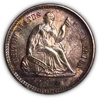 1872 Seated Liberty Half Dime Brilliant Uncirculated Coin Rainbow Toning #10815T