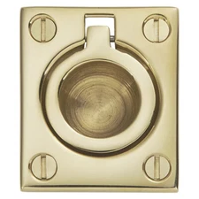Baldwin Estate Small Flush Ring Pull 0392-030 in Polished Brass