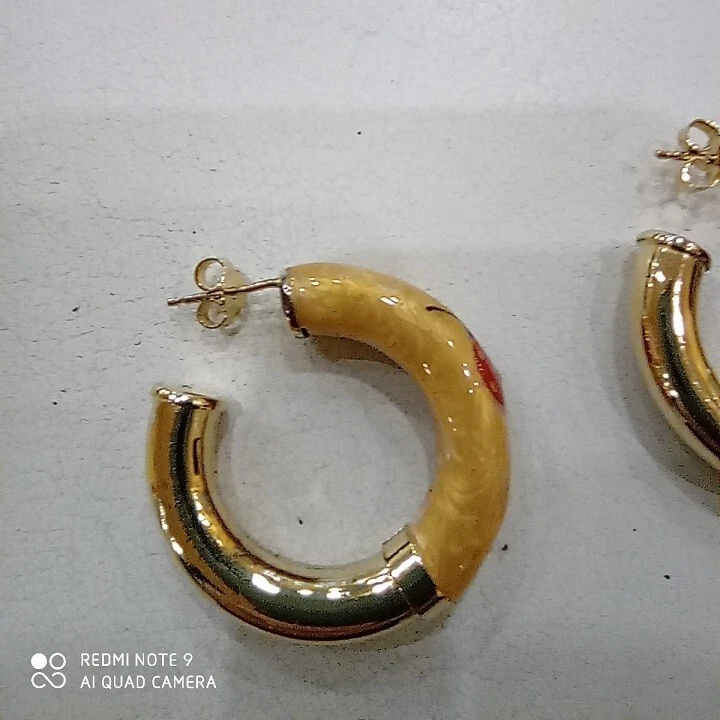 CERCHIO  orecchino in  argento laminato e smalto    925 mm   nuovi di negozio - Immagine 2 di 4