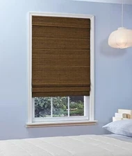Natural Woven Bamboo Cordless Roman Shade - Brown, Various Sizes
