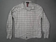Rock Revival Shirt Mens Large Gray Check Button Up Designer Casual Work Logo
