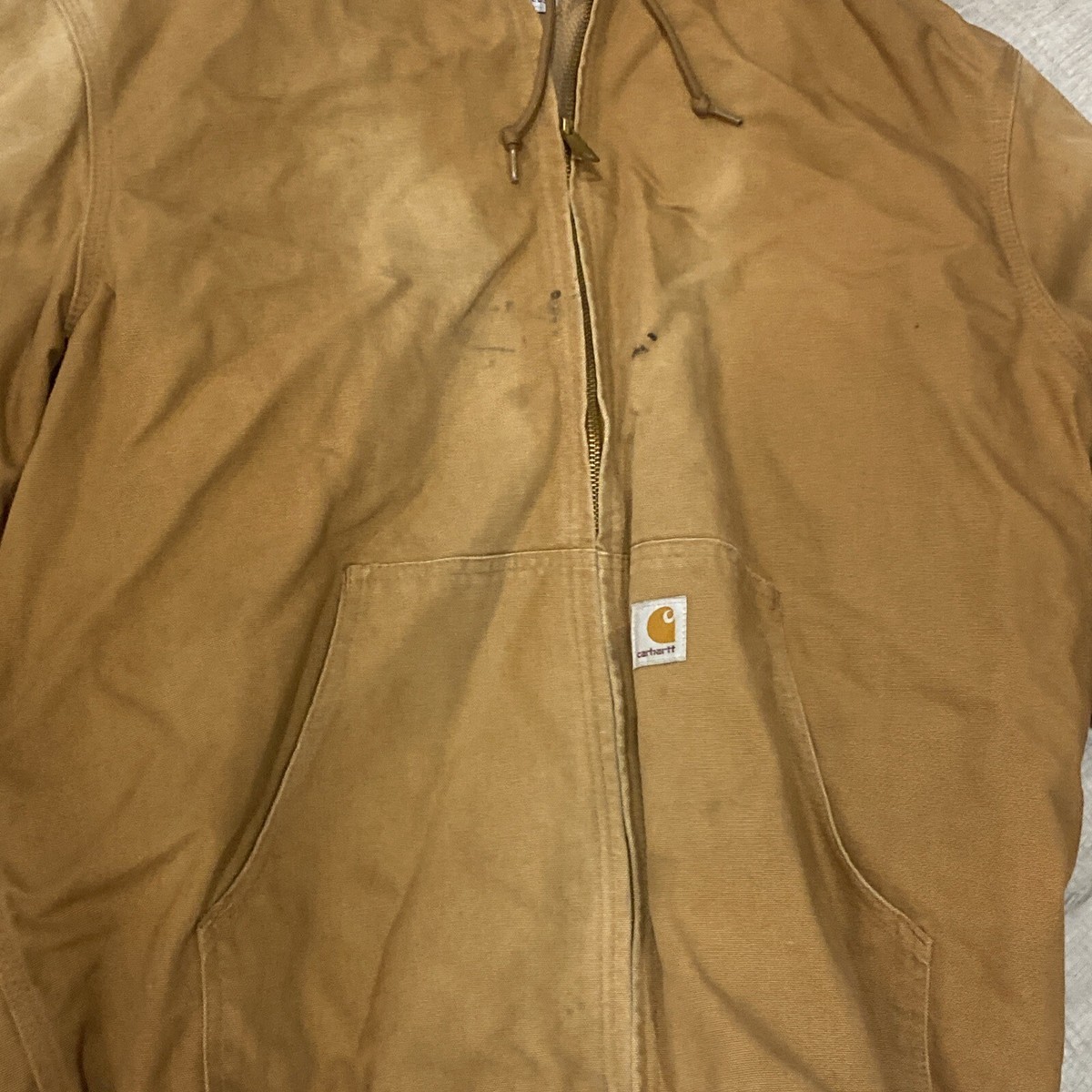 VINTAGE Carhartt Jacket Mens Large Brown Lined Hooded VINTAGE Carhartt Jacket Mens Large Brown Lined Hooded