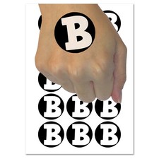 Letter B Uppercase Fun Bold Font Temporary Tattoo Water Resistant Body Art Set