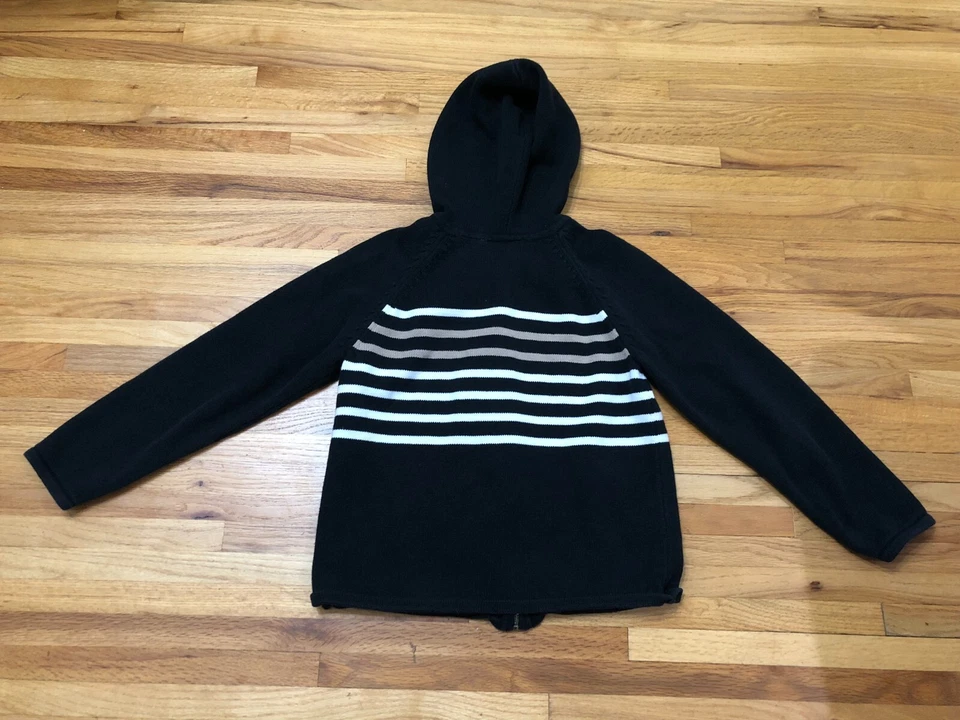 Relativity Sweater Classic Luxury Women S Black Striped Thick Knit 100% Cotton - Image 2 of 4