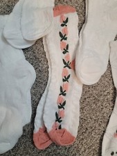 5 Pairs Womens Textured Flower Mid Calf Socks, Thermal Sweet Vintage Style NIP