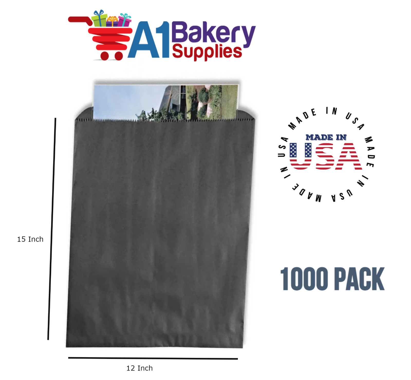 Black Flat Merchandise Bags, Medium, 1000 Pack 12"x15" eBay