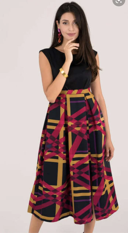 Vestido Falda Geométrica Closet London Contraste Talla 8 EE. UU. - 12 REINO UNIDO ~ LINDO Y ELEGANTE - NUEVO CON ETIQUETAS ~ Foto 3 de 4