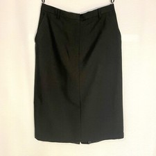 80s Vtg Evan Picone Med Knee Length Black Skirt Straight Pencil Fitted Front Zip