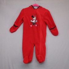 Disney Minnie Mouse One Piece With Hand Covers Red Girls Size  3/6