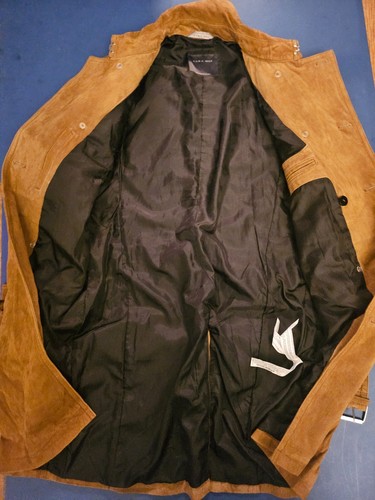 BROWN/ TAN MENS SUEDE TRENCH COAT - Zara Man - Size: Small/Medium - New/ Unworn - Picture 8 of 13