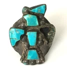 AS IS Vintage Ring tested 925 STERLING SILVER Size 5.5 Band Turquoise Navajo