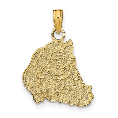 14k Yellow Gold Textured and Flat Santa Face Pendant