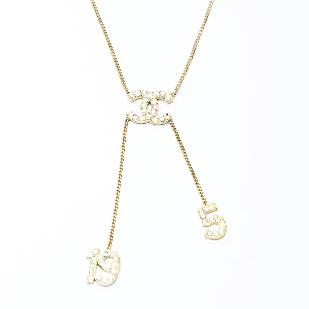CHANEL 01C 2011 Rhinestone COCO Mark Necklace  go… - image 1
