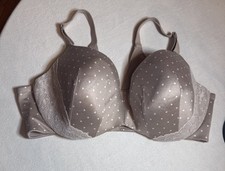 Cacique Lightly Lined/padded Balconette Bra White Tan Polka Dot Womens 42DD